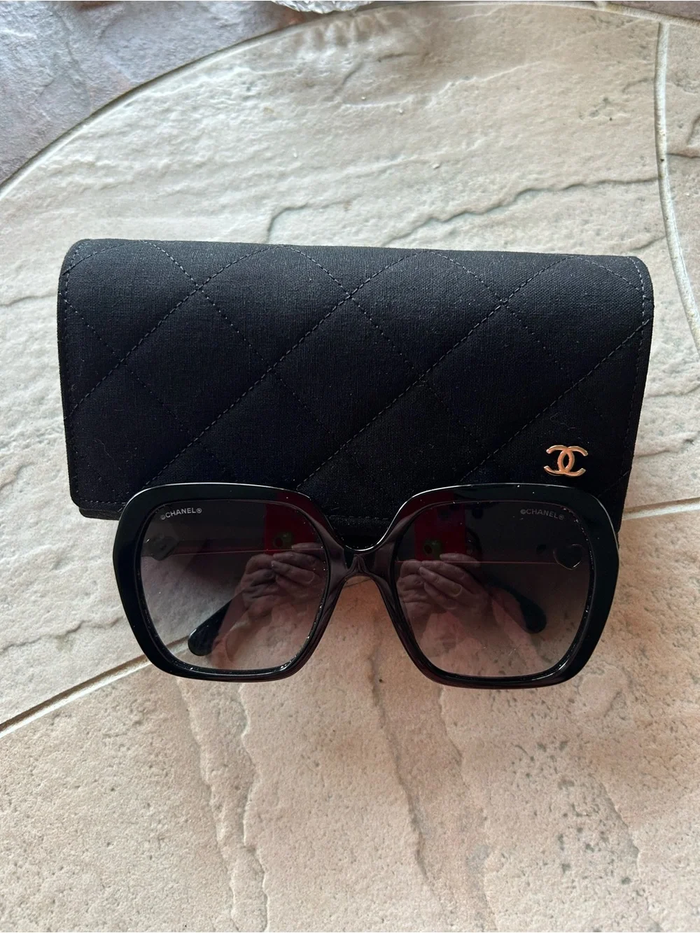 CHANEL Black Oversized Square Gradient Sunglasses